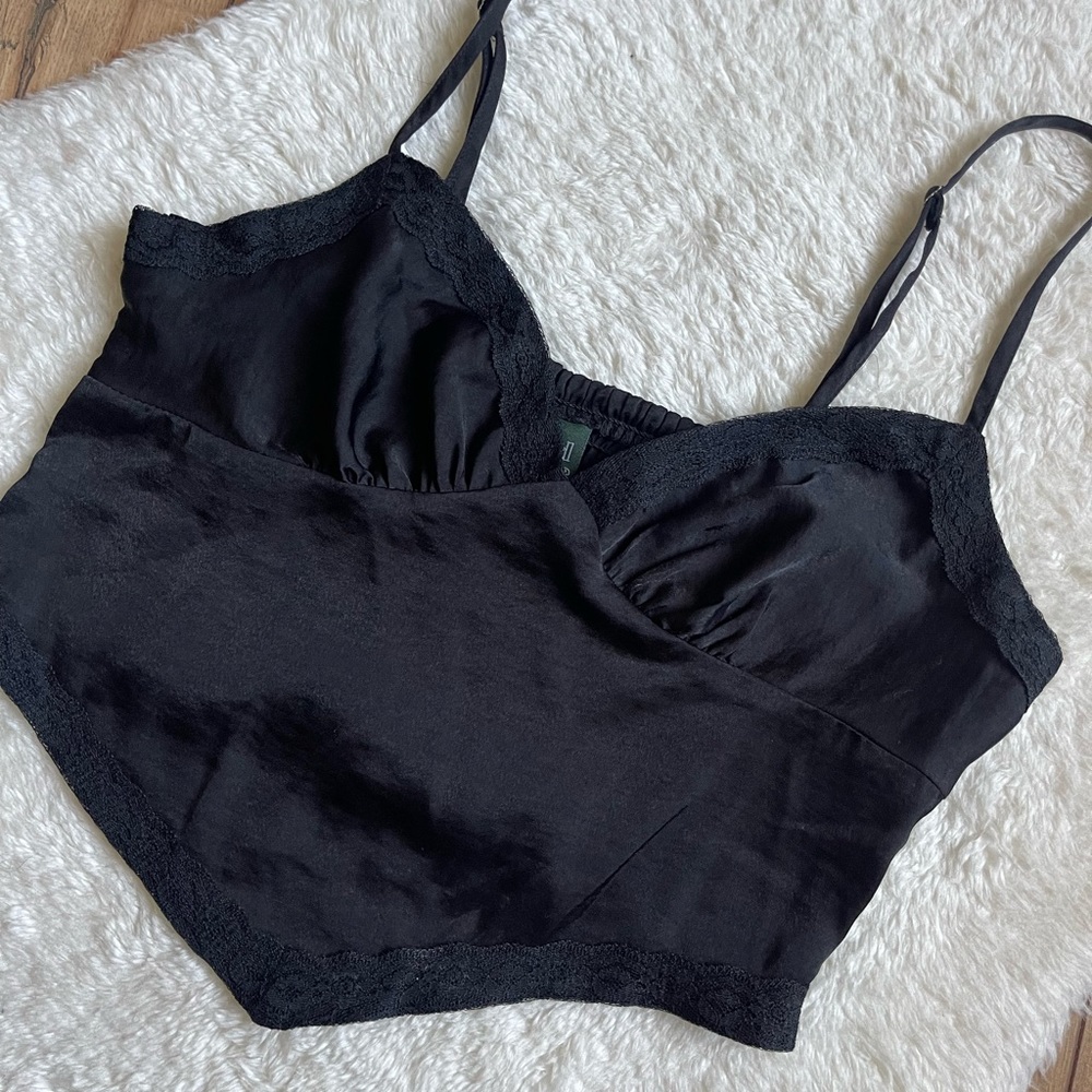 Silky black bandanna style crop top